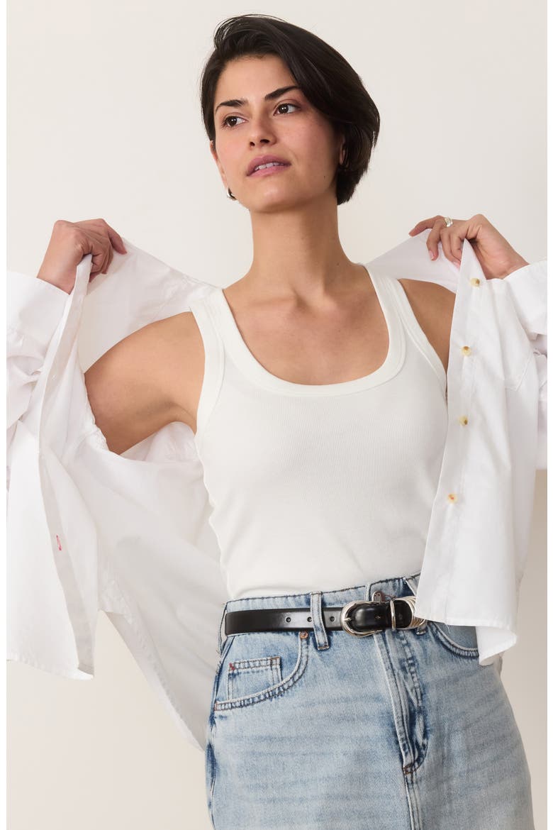 Cali Oversize Pima Cotton Poplin Button-Up Shirt, Alternate, color, WHITE