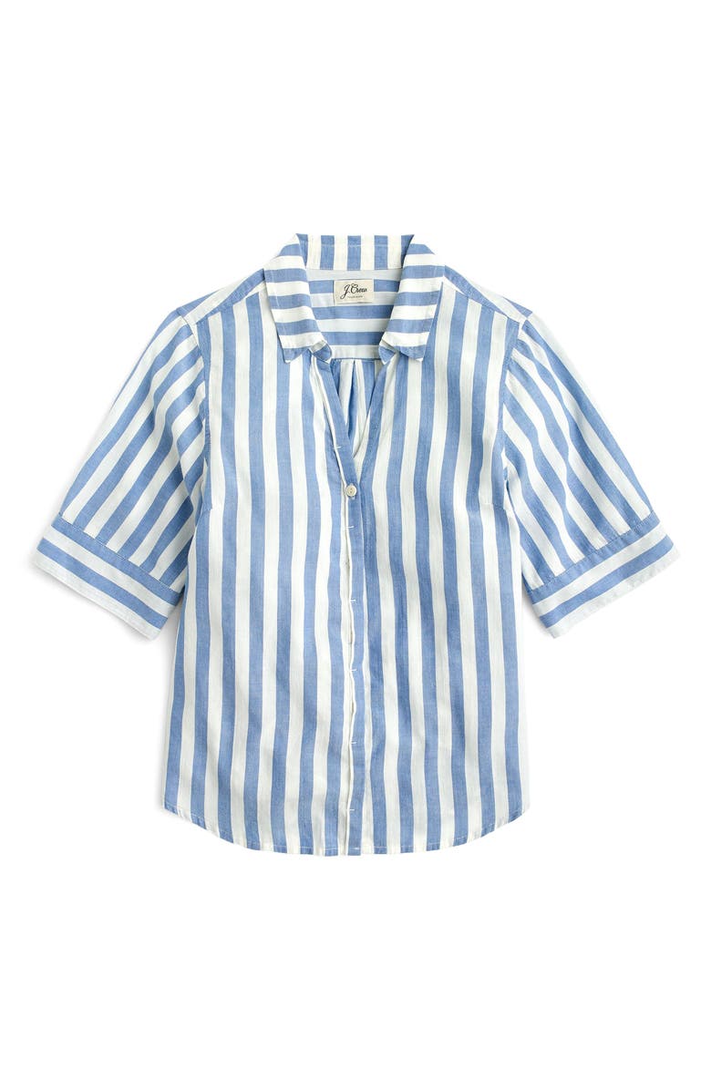 J.Crew Wide Stripe Short Sleeve Button-Up Shirt, Main, color, 