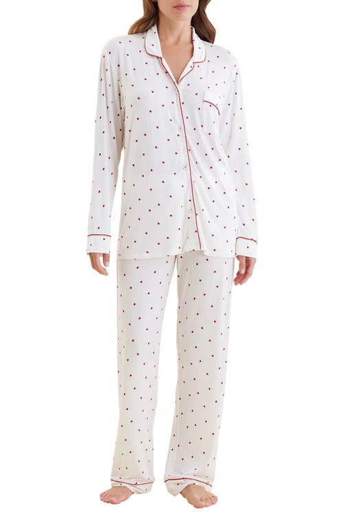 Papinelle Kate Modal Soft Full Length Pj Set In Ecru Hearts