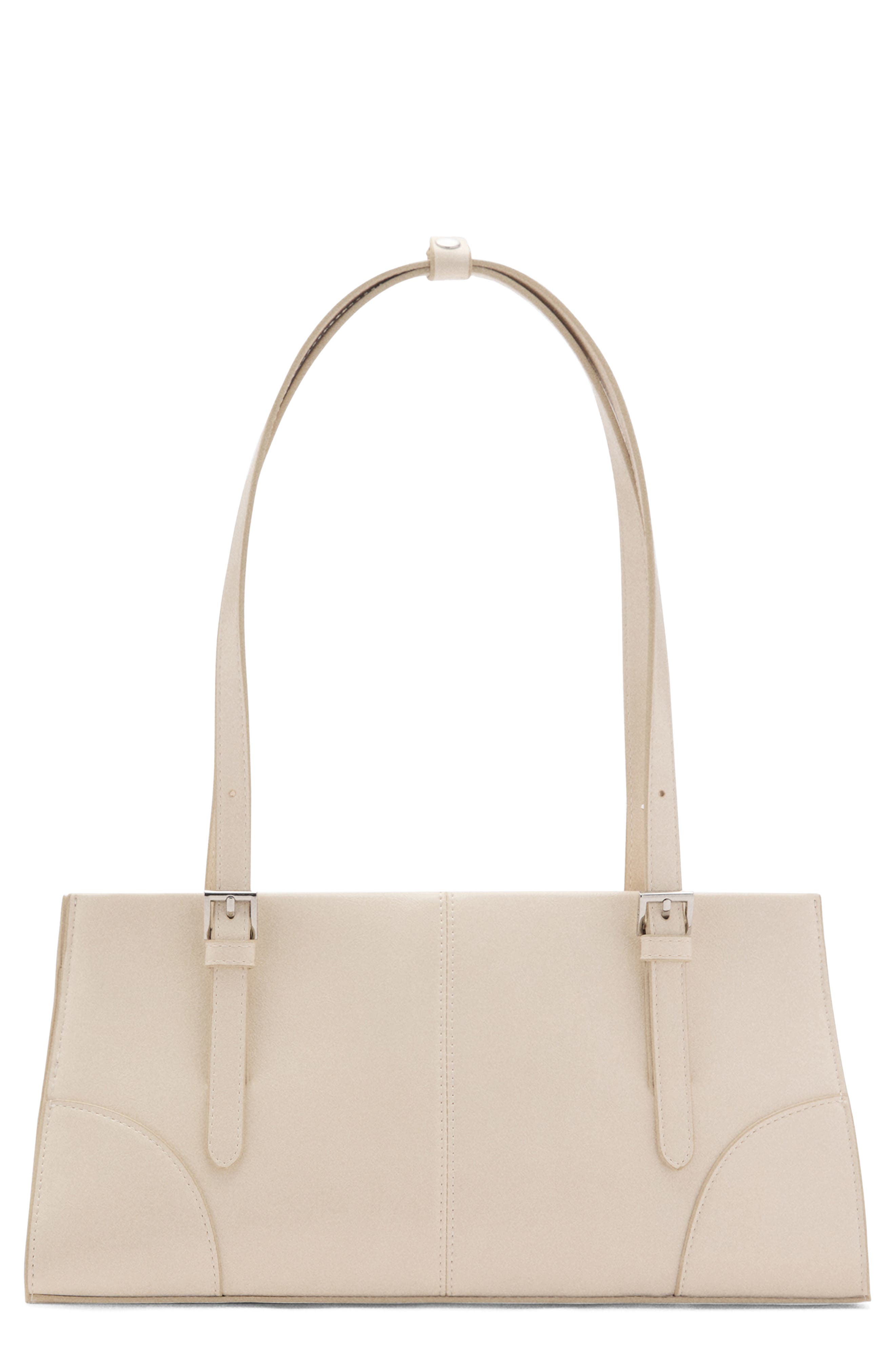 MANGO Faux Leather Shoulder Bag, Main, color, Off White