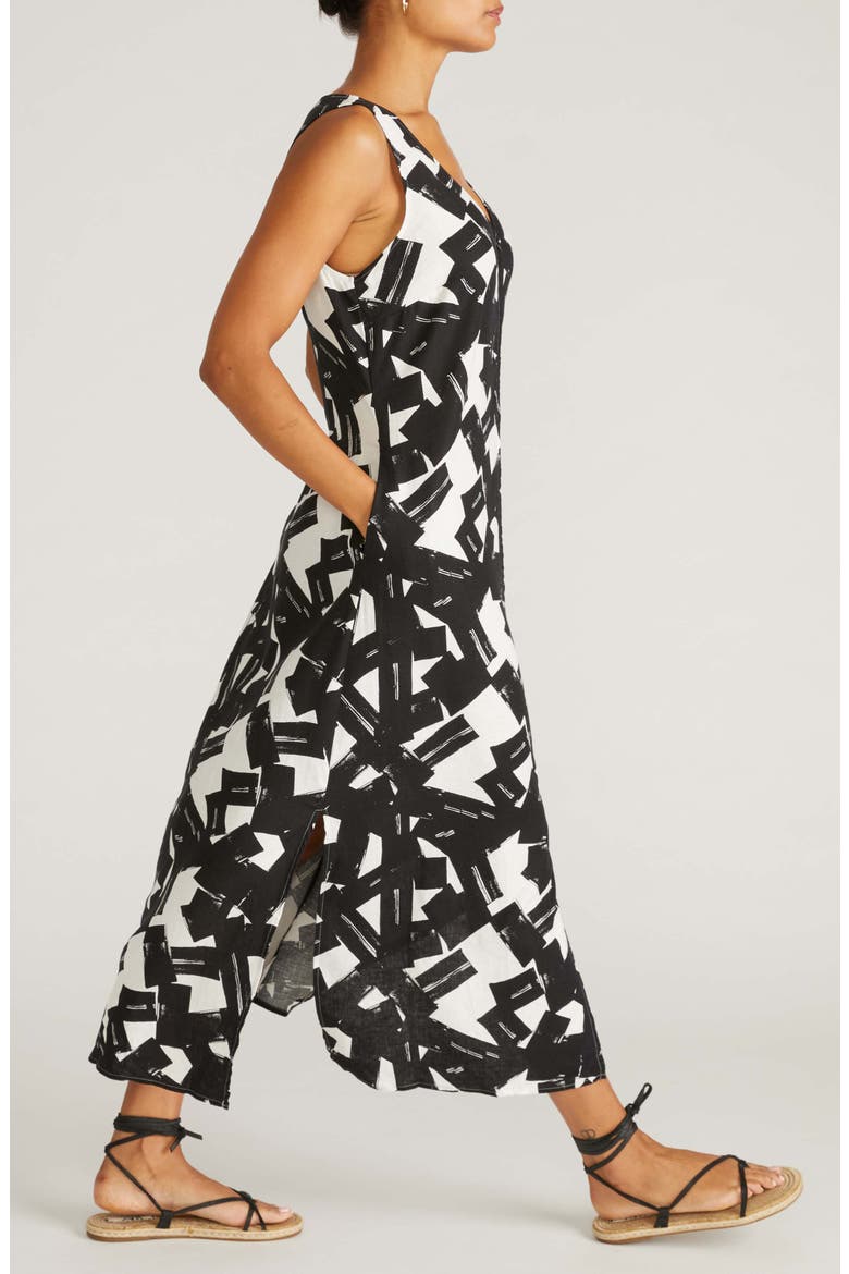 Islet Linen Blend Maxi Dress, Alternate, color, IPANEMA PRINT IN BLACK