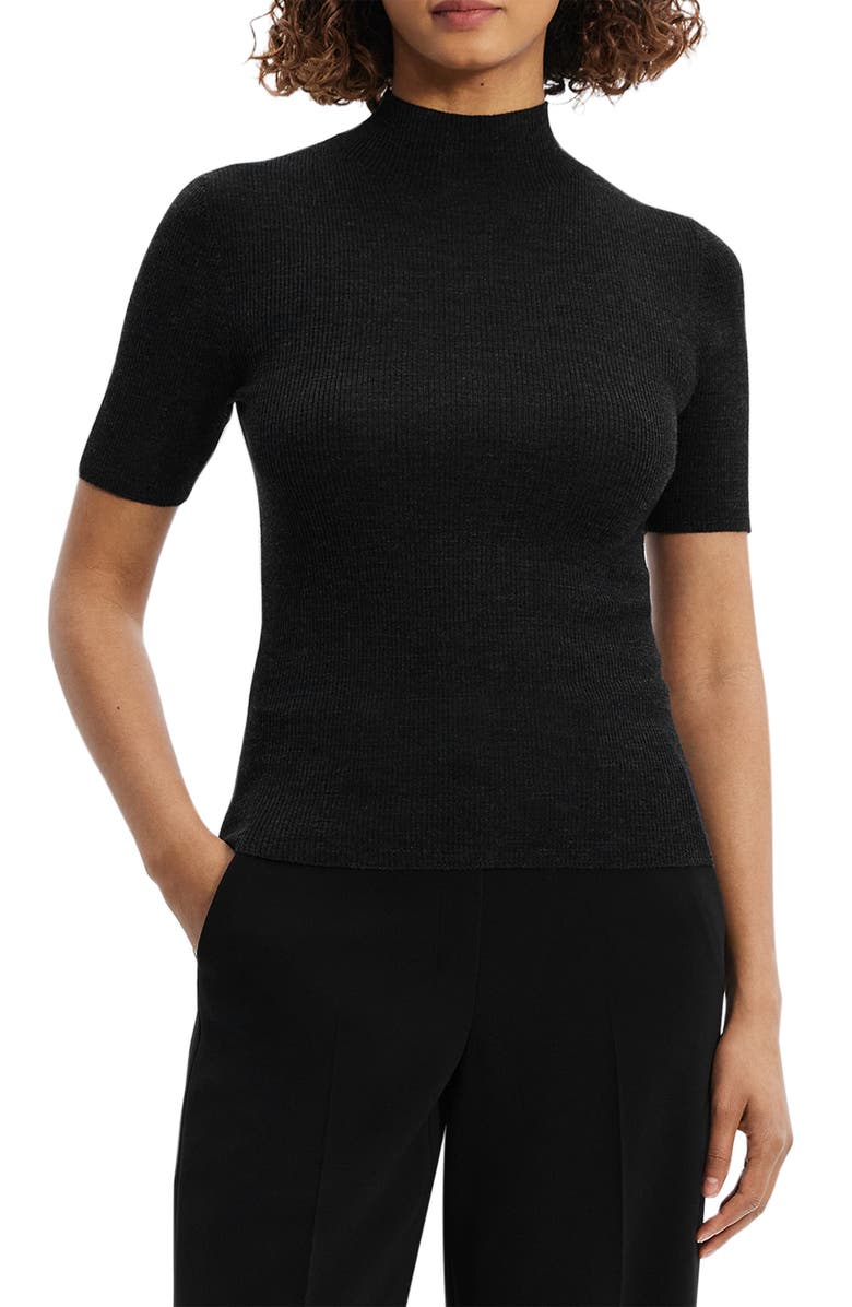 Theory Leenda Merino Wool Mock Neck Sweater, Main, color, Black - 001