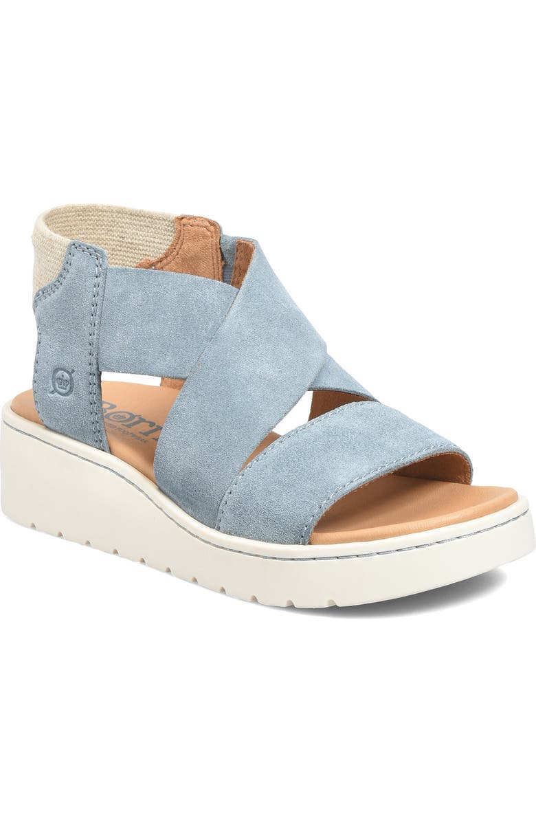 Børn Kirby Wedge Sandal, Main, color, Light Blue Suede