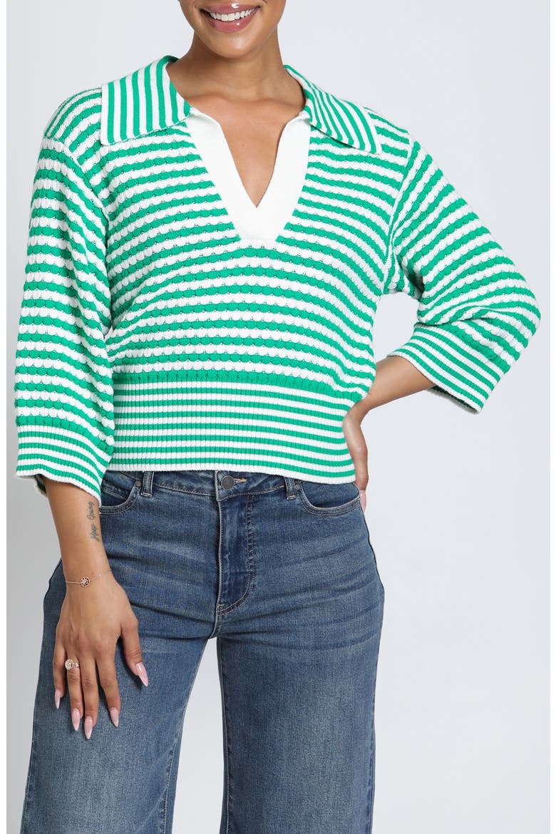 V-Neck Polo Sweater, Main, color, EMERALD ISLE
