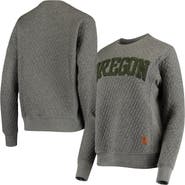 PRESSBOX Women's Pressbox Heather Charcoal Oregon Ducks Moose Quilted Pullover Sweatshirt