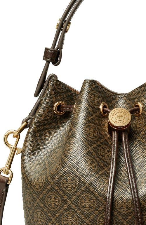 TORY BURCH TORY BURCH MINI T MONOGRAM COATED CANVAS BUCKET BAG 