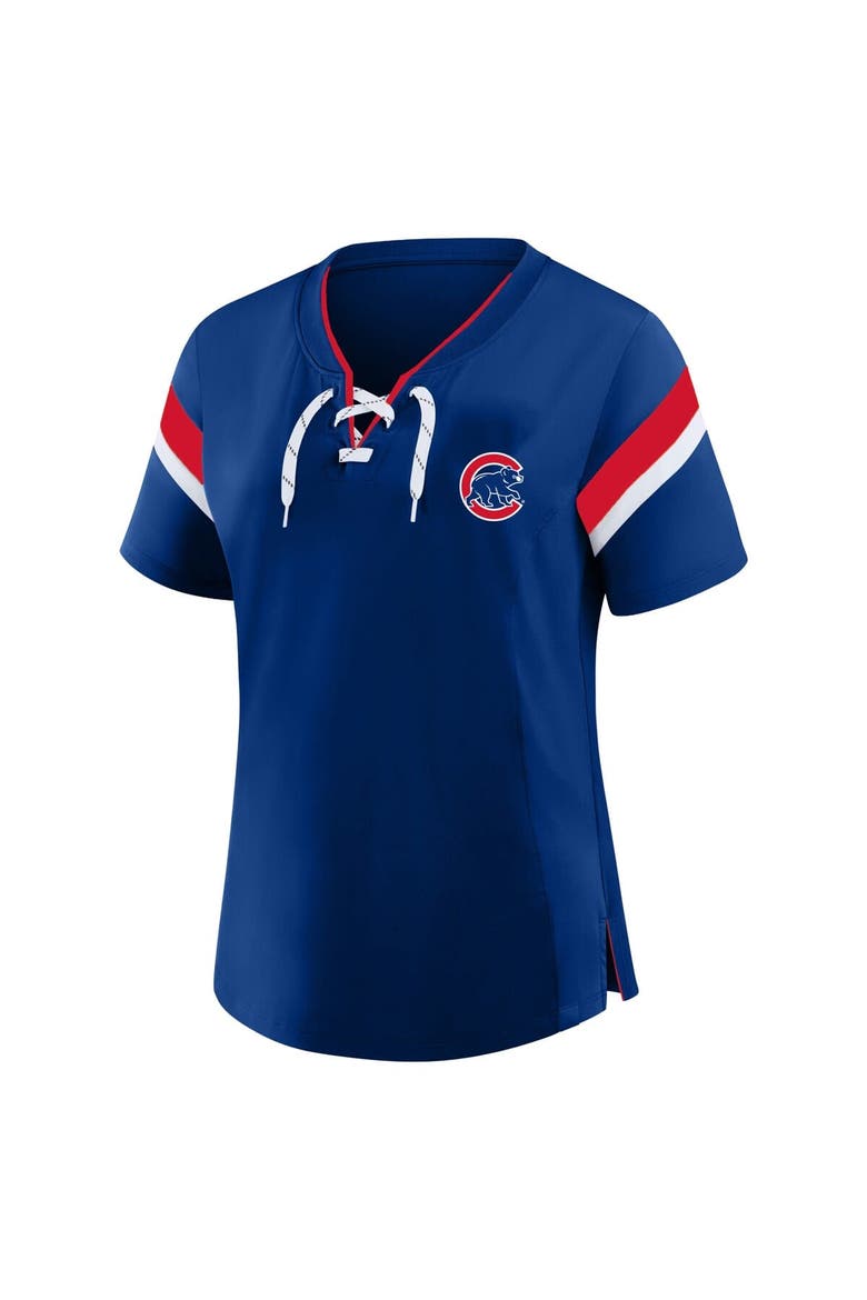 Women's Profile  Royal Chicago Cubs Lace-Up T-Shirt, Alternate, color, Royal