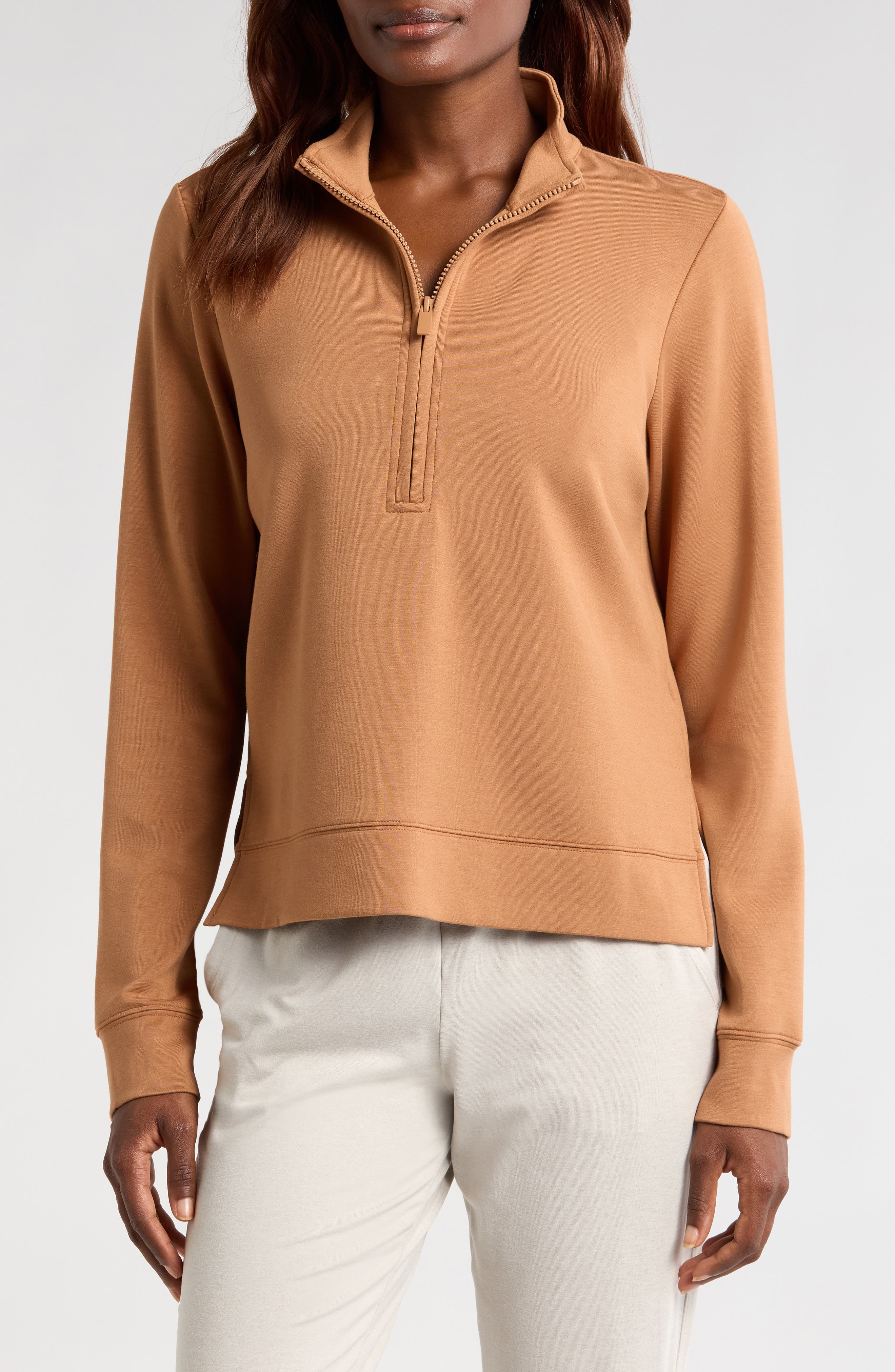 TravisMathew Shadow Mirage Half Zip Pullover in Bronze 