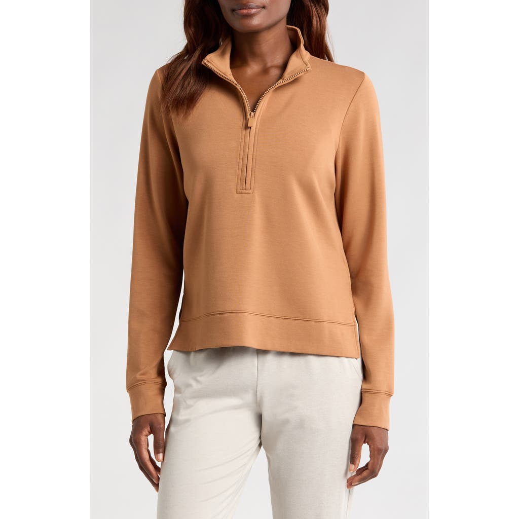 TravisMathew Shadow Mirage Half Zip Pullover in Bronze