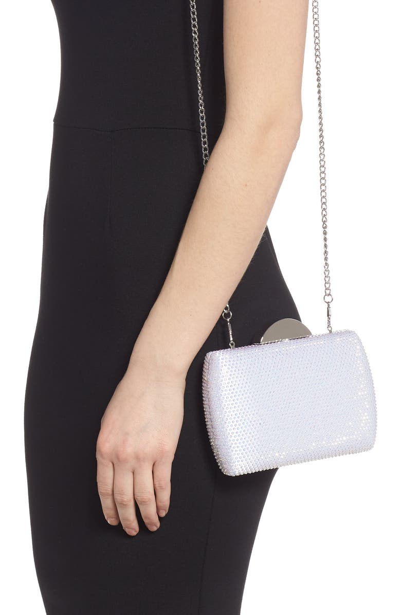 Nina Pacey Crystal Minaudière, Alternate, color, White Ab