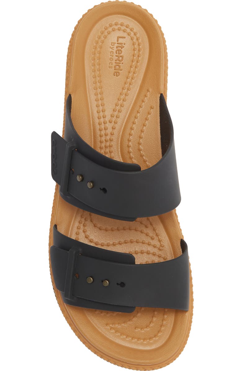 CROCS Brooklyn Buckle Wedge Slide Sandal, Alternate, color, Black
