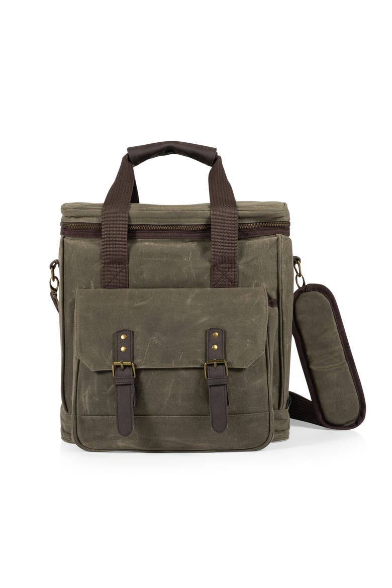 Weekender with Trolley - 6 Bottle Wine Bag, Main, color, Khaki Green with Brown Accents