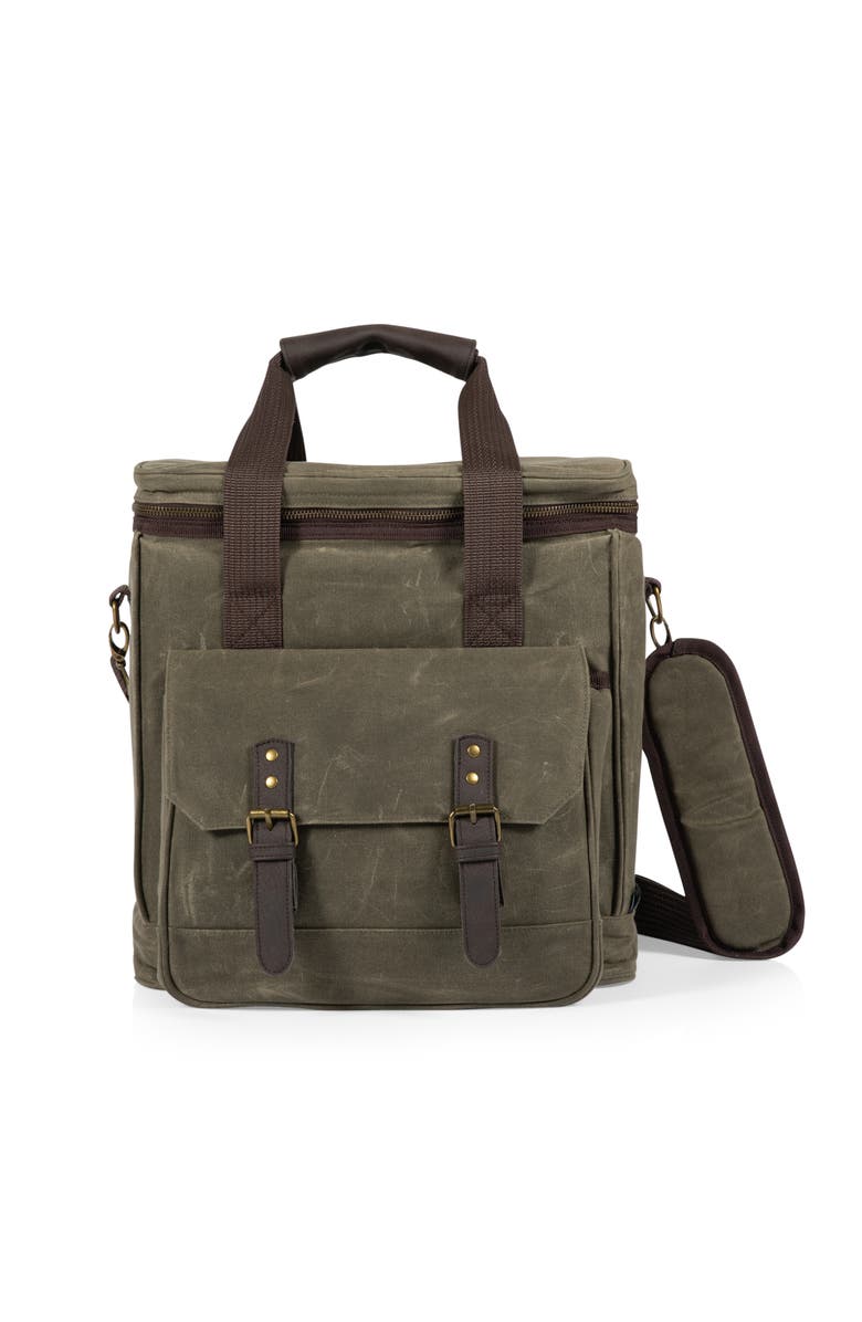 Legacy Weekender with Trolley - 6 Bottle Wine Bag, Main, color, Khaki Green With Brown Accents