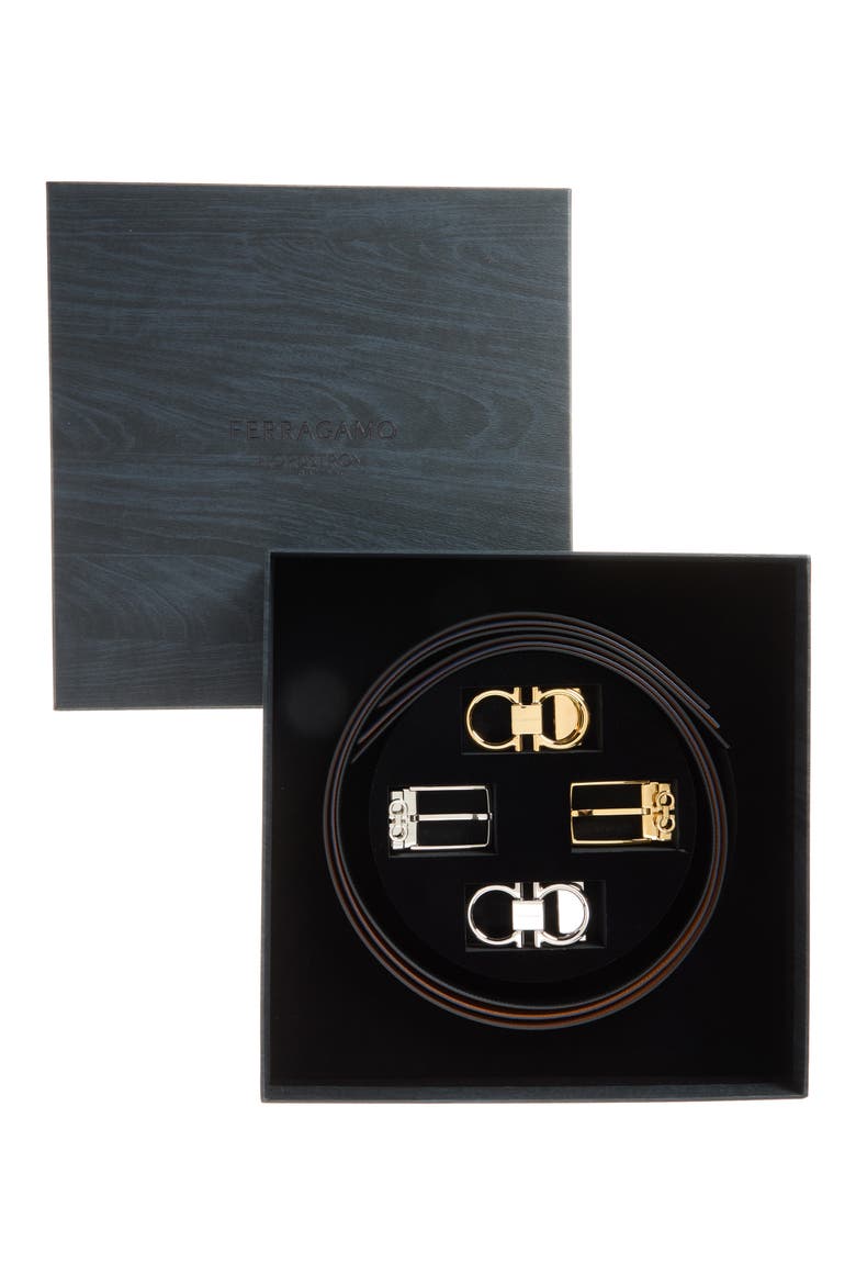 Set of 3 Reversible Leather Belts with Interchangeable Buckles, Alternate, color, BLACK/BROWN/BLUE MULTI