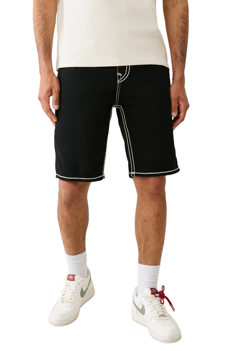 True Religion Bobby Rope Stitch Relaxed Denim Shorts, Main, color, Black Rinse
