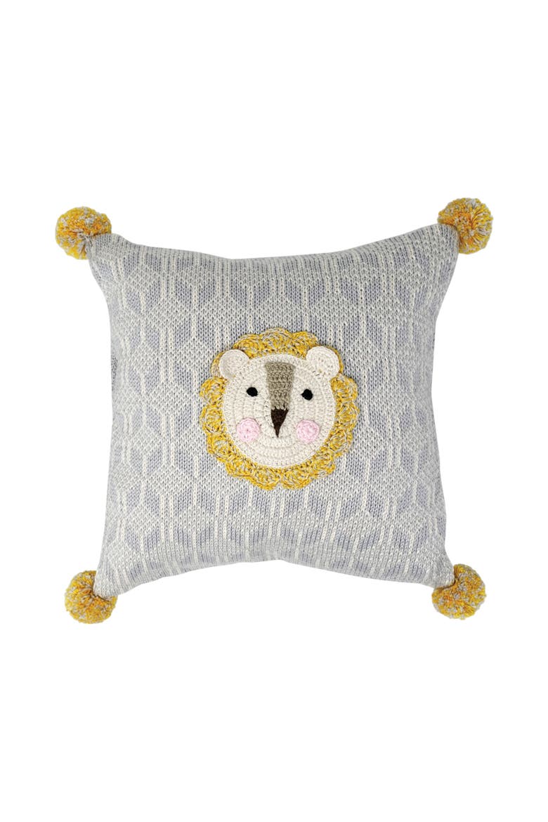 10" Lion Pillow, Main, color, Grey