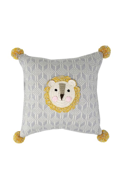 Melange Collection Lion Pillow, 10 X 10 In Grey