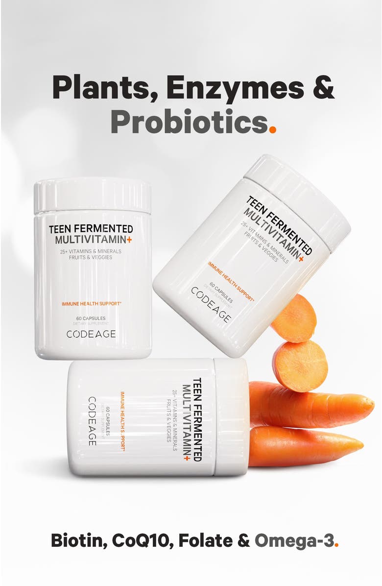 Codeage Daily Teen Multivitamins + Minerals & Probiotics Supplement, Alternate, color, White