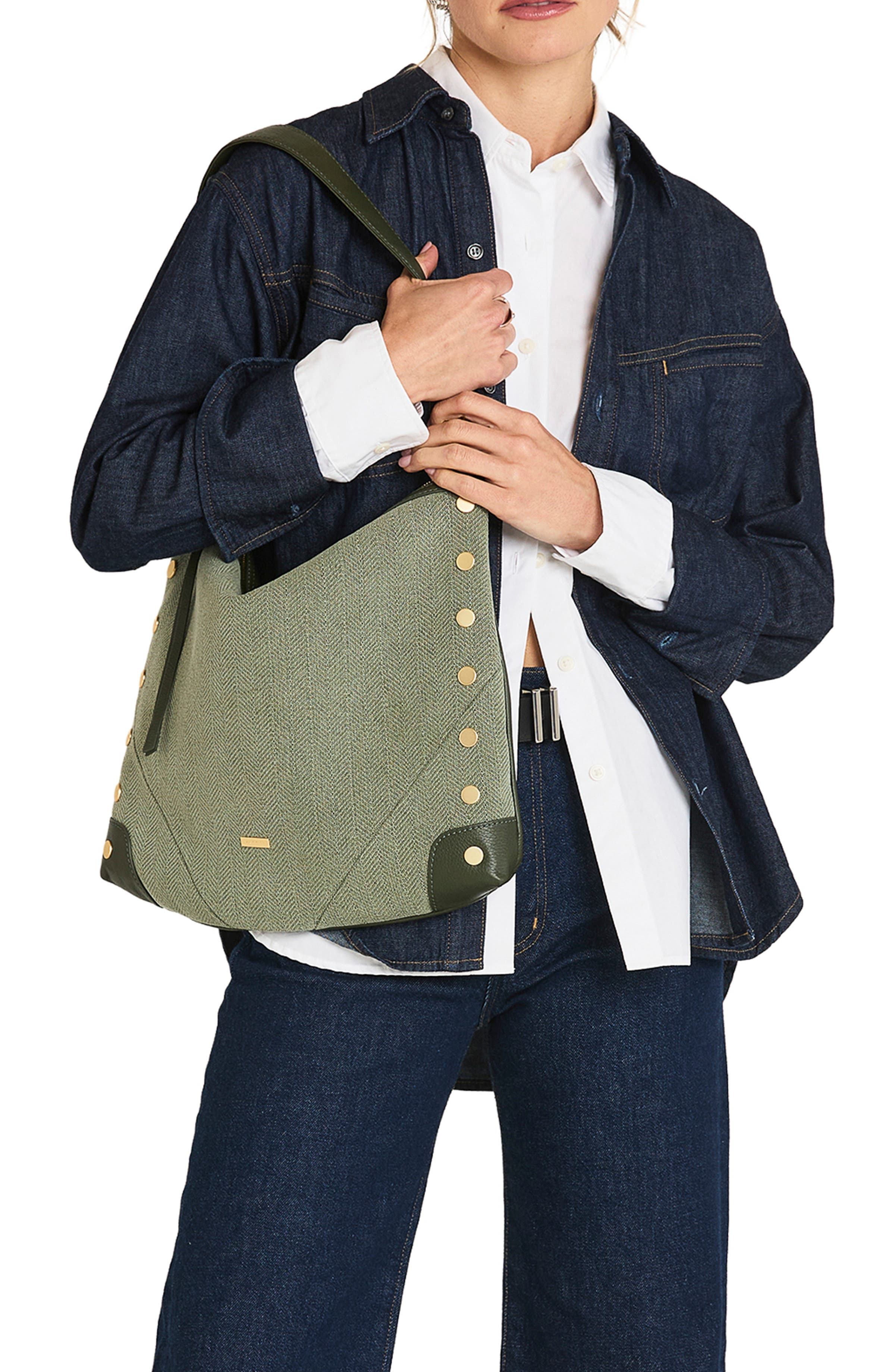 Kyle Large Leather Trim Shoulder Bag, Alternate, color, TWIN CREST/ BRUSHED GOLD