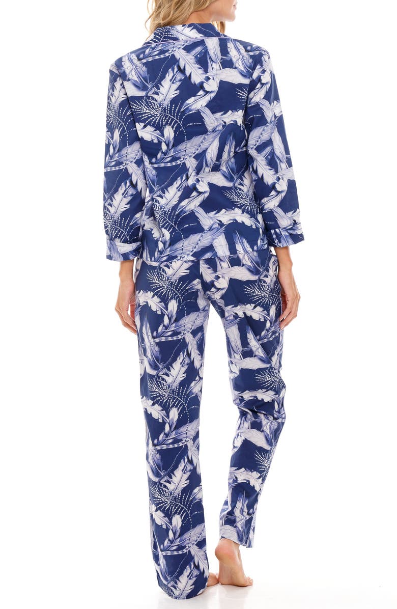 The Lazy Poet Emma Blue Plume Cotton Pajamas, Alternate, color, 