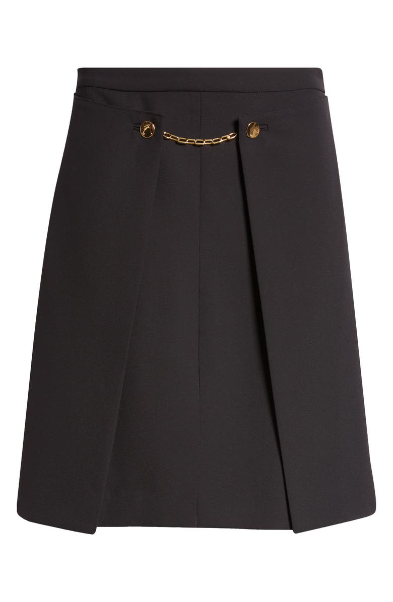 Ganni Chain Detail Layered Twill Skirt, Alternate, color, Black