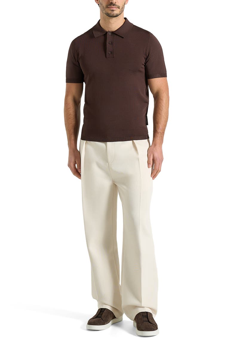 Bryn Luxe Knitted Polo Top, Main, color, Brown