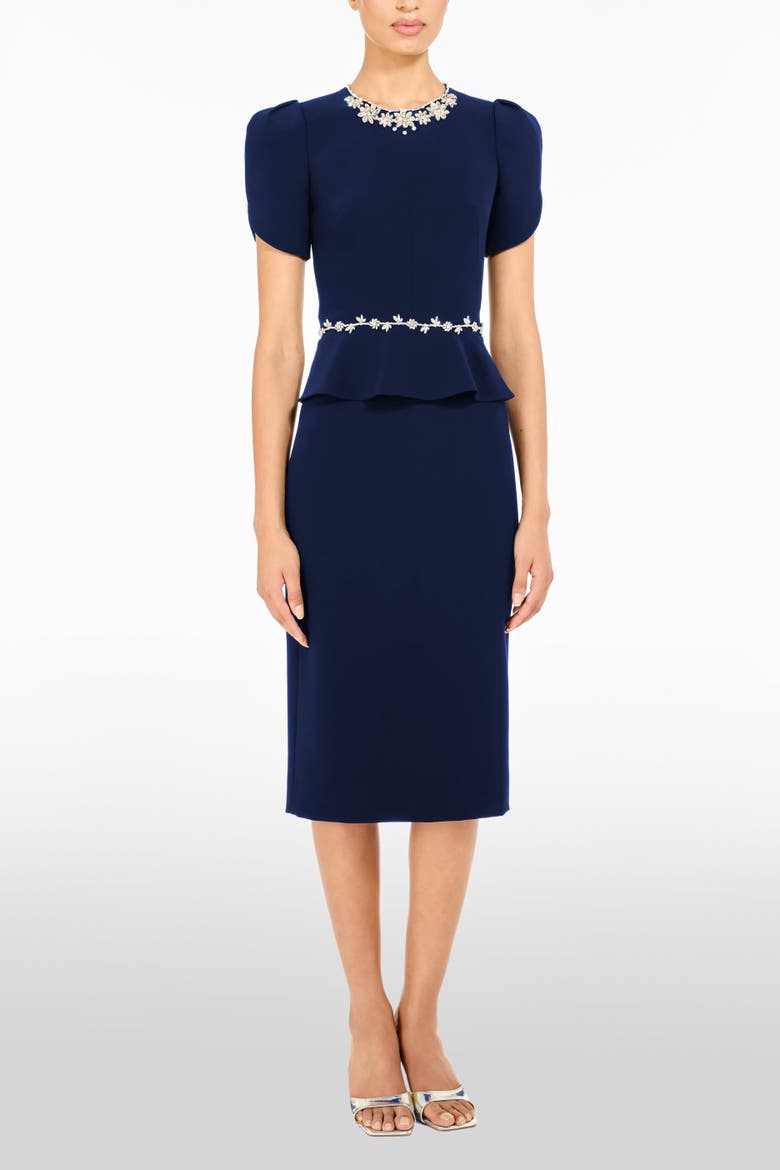 Jules Floral-Embellished Midi Dress, Alternate, color, Midnight Kiss