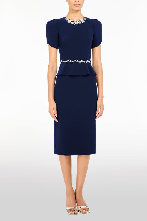 Jenny Packham Jules Floral-embellished Midi Dress In Blue