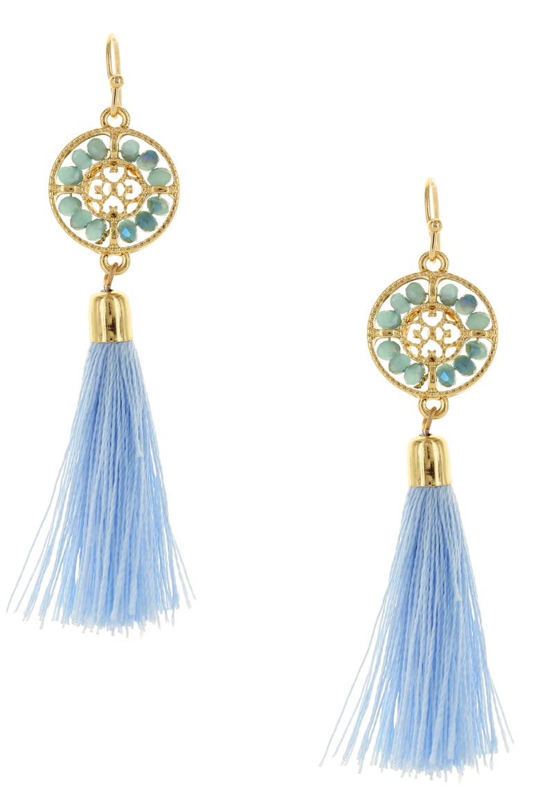 Zoe Tassel Earrings, Main, color, GOLD / BLUE