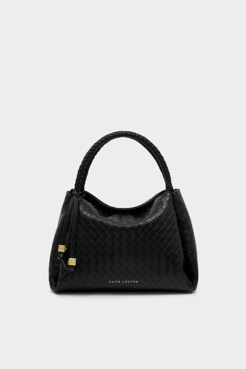Nova Woven Texture Top Handle Bag in Black