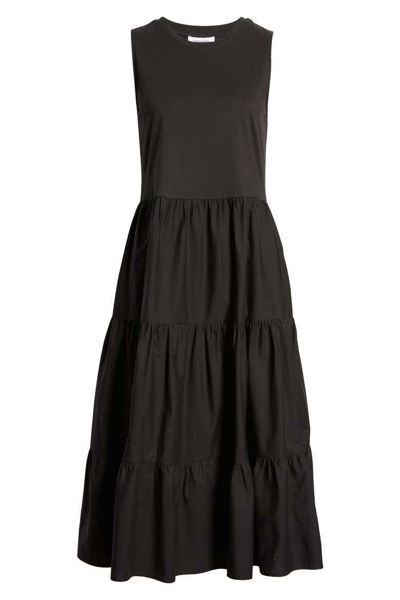 Sleeveless Mixed Media Dress, Alternate, color, BLACK