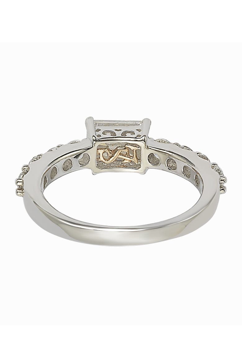 Sterling Silver Emerald-Cut CZ Center Stone Engagement Ring, Alternate, color, WHITE