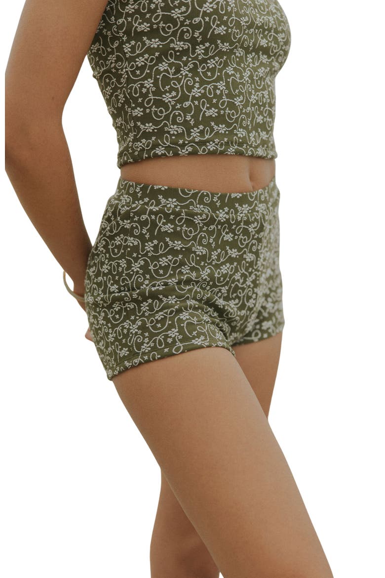 Savannah High Waisted Shorts, Main, color, White and Green Floral