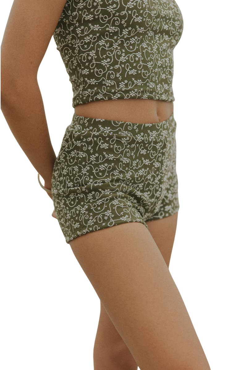 Geode Swimwear Savannah High Waisted Shorts, Main, color, White And Green Floral