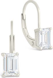Sterling Forever Emerald Cut Cubic Zirconia Lever-Back Earrings