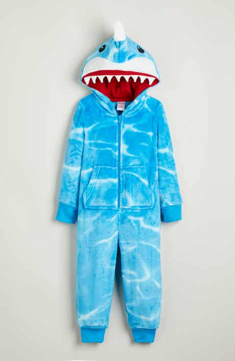 Nordstrom Kids' Shark Hooded Fleece Sleeper Romper