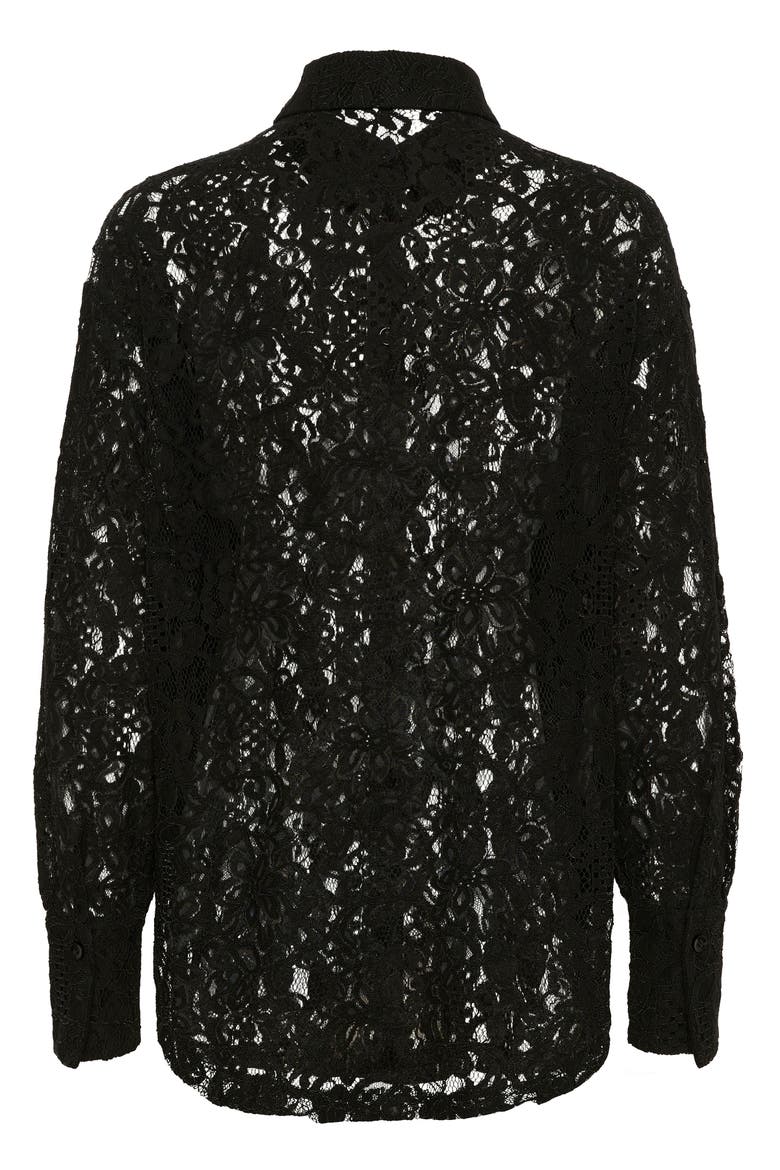 Kanelly Lace Shirt Loose Fit Button Up, Alternate, color, Black Deep