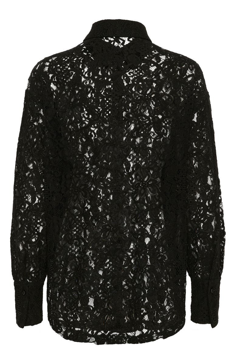 Kaffe Kanelly Lace Shirt Loose Fit Button Up, Alternate, color, Black Deep