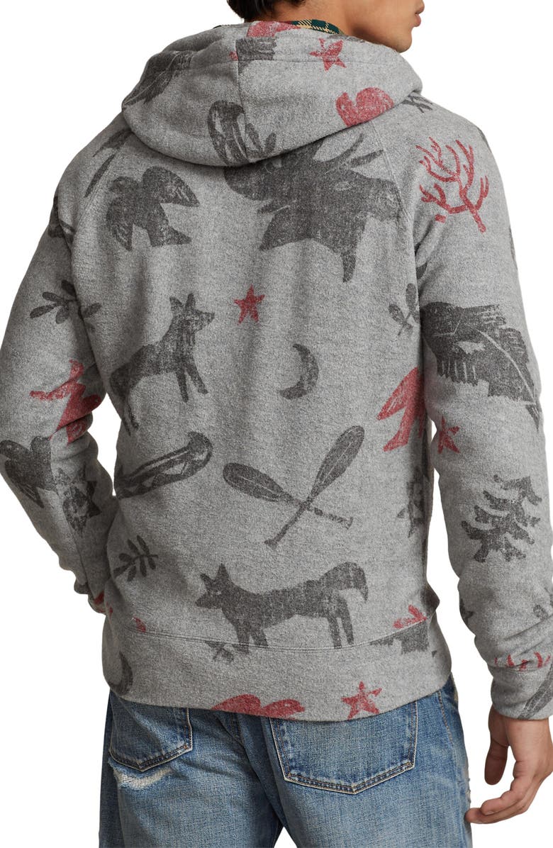 Polo Ralph Lauren Brushed Fleece Half Zip Hoodie, Alternate, color, Collegiate Heather