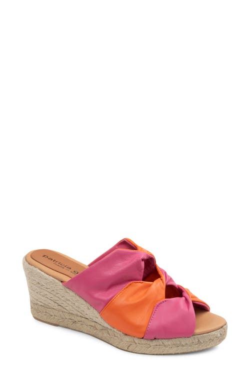 Shop Patricia Green Ginger Espadrille Platform Wedge Slide Sandal In Pink/orange