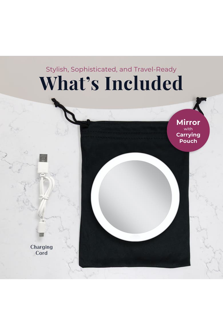 Rechargeable LED Lighted Compact Mirror with 3X Magnification, Alternate, color, White