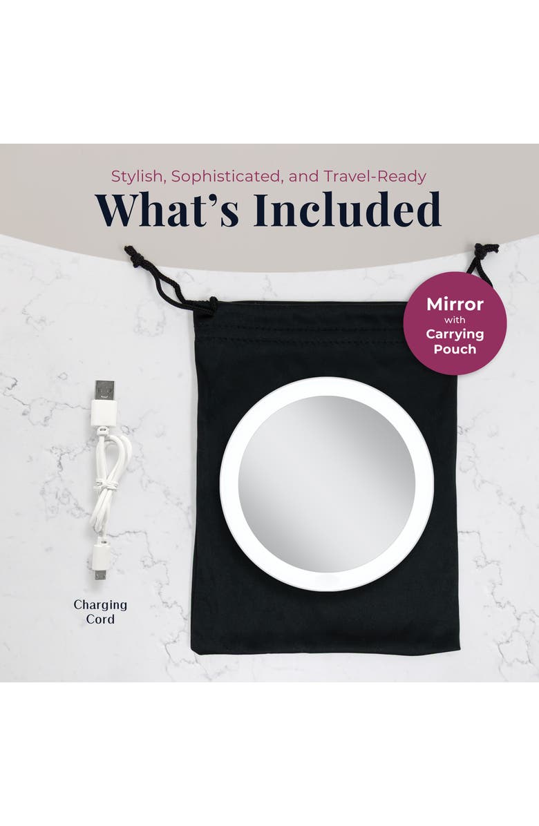 Zadro Rechargeable LED Lighted Compact Mirror with 3X Magnification, Alternate, color, White