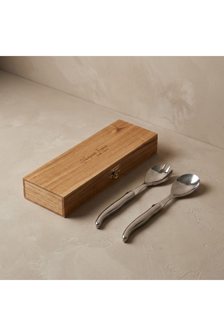 Platine Salad Serving Set in wooden box, Alternate, color, Platine Stainless Steel