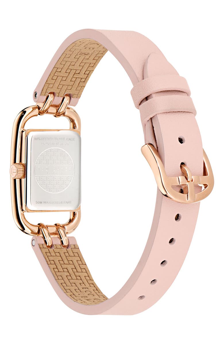 Ted Baker London Iconic Leather Strap Watch, 8mm x 12mm, Alternate, color, Pink