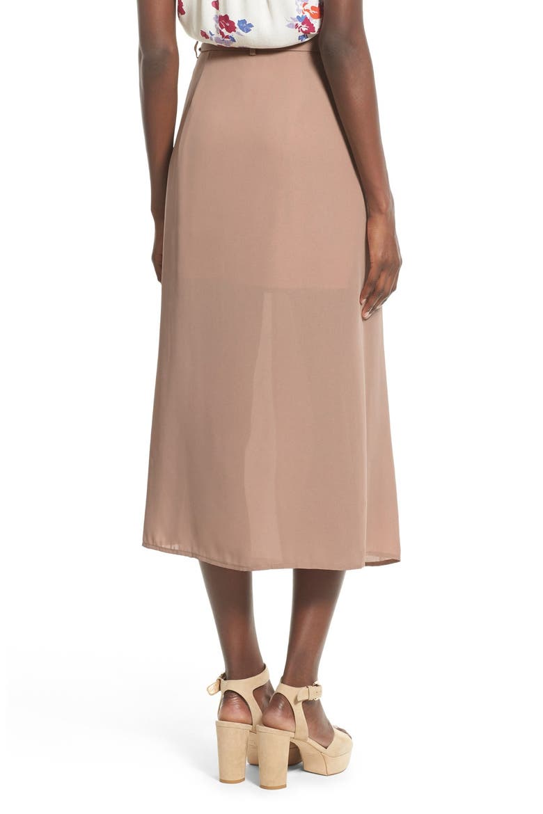 Wrap Front Midi Skirt, Alternate, color, TAN AMPHORA