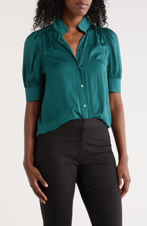 Puff Sleeve Button-Up Shirt