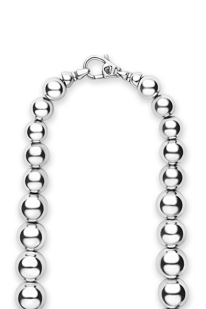 Caviar Bubbly Graduated Bead Necklace, Alternate, color, STERLING SILVER