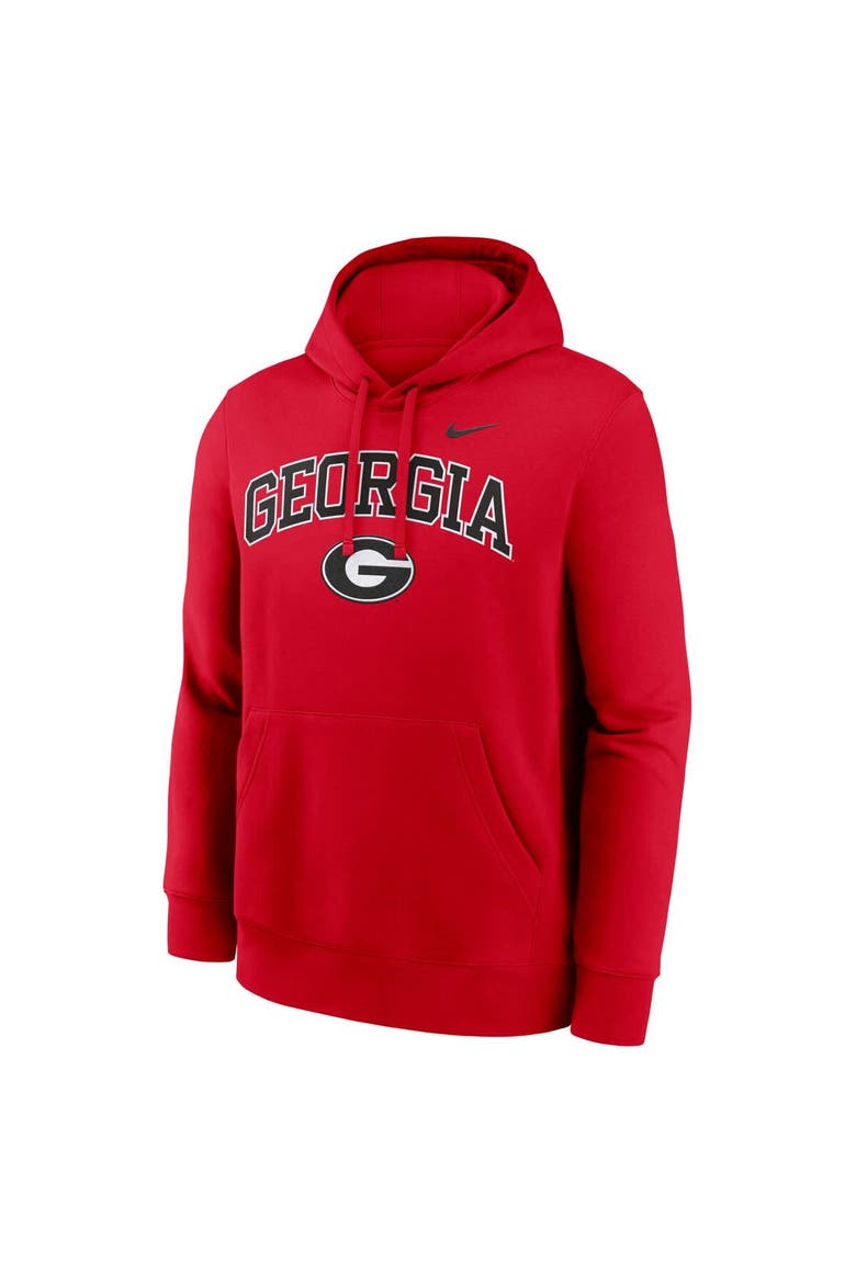 Men's Nike Red Georgia Bulldogs Club Fleece Arch Pullover Hoodie, Alternate, color, Red