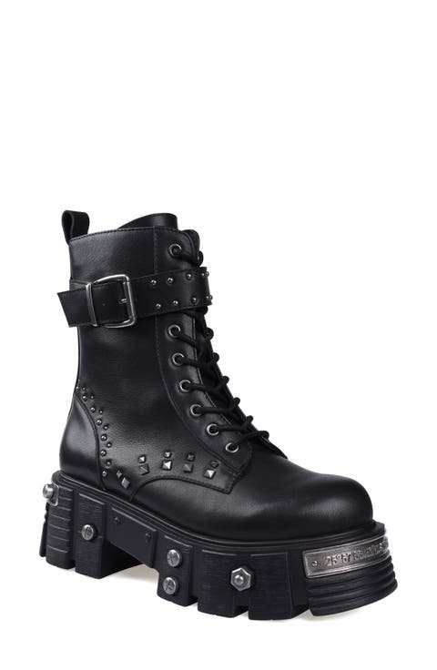 Monik Stud Lug Sole Combat Boot (Women)