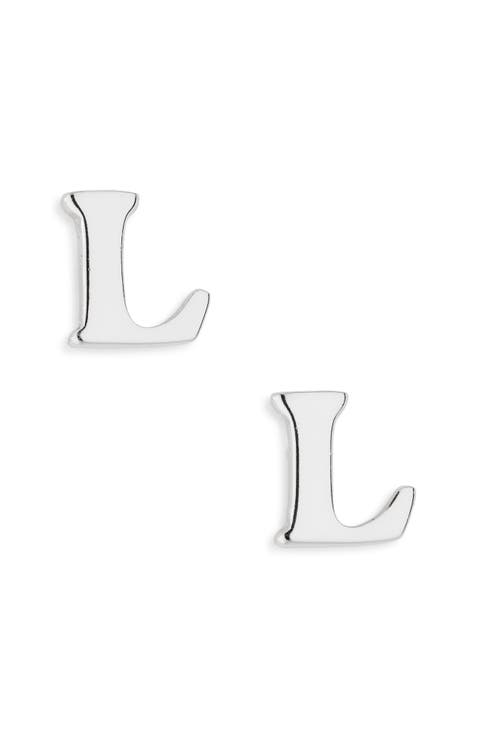 Block Letter Initial Stud Earrings